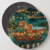 Chow Chow Kerstmis Festivale Reis Ronde Button 6,0 Cm (Voorkant /achterkant)