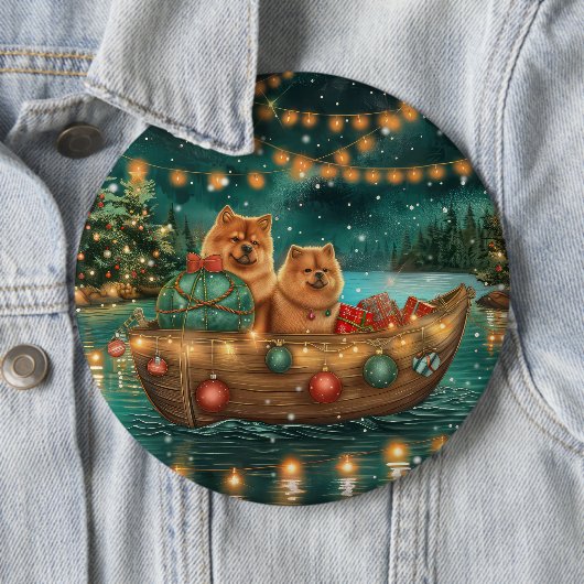 Chow Chow Kerstmis Festivale Reis Ronde Button 6,0 Cm (In situ)
