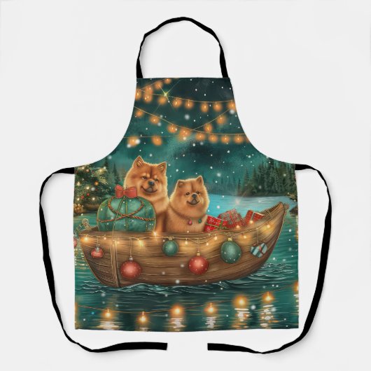 Chow Chow Kerstmis Festivale Reis Schort (Voorkant)