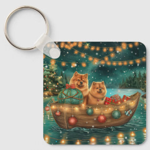 Chow Chow Kerstmis Festivale Reis Sleutelhanger
