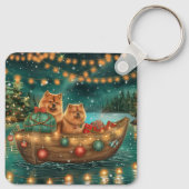 Chow Chow Kerstmis Festivale Reis Sleutelhanger (Achterkant)
