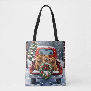 Chow Chow Kerstmis Rode Truck Winter Tote Bag