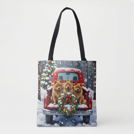 Chow Chow Kerstmis Rode Truck Winter Tote Bag (Voorkant)