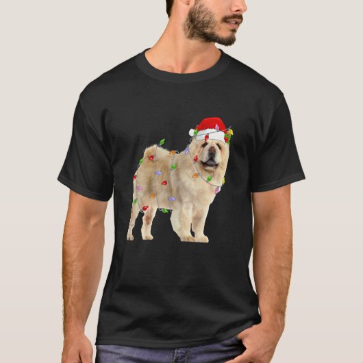 Chow Chow Kerstmis Sinterklaas Hoed Lichten Grappi T-shirt (Voorkant)