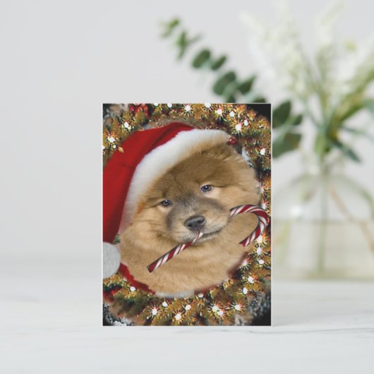 Chow Chow kerstsnoepgeschenken Feestdagenkaart (Staand voorkant)