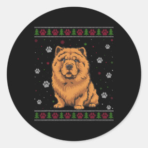 Chow Chow Kersttrui Xmas Huisdier Hond Lo Ronde Sticker