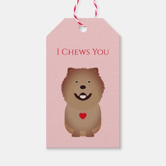Chow Chow-label, Valentijnskaart voor honden, Vale Cadeaulabel (Voorkant)