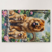 Chow Chow Lotus Tuin Kunst Legpuzzel (Horizontaal)