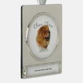 Chow Chow Mam Sleutelhanger Verzilverd Banner Ornament (Rechts)