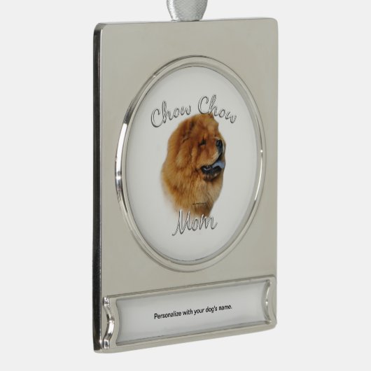 Chow Chow Mam Sleutelhanger Verzilverd Banner Ornament (Rechts)
