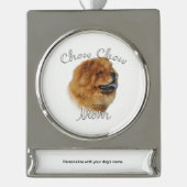 Chow Chow Mam Sleutelhanger Verzilverd Banner Ornament (Voorkant)