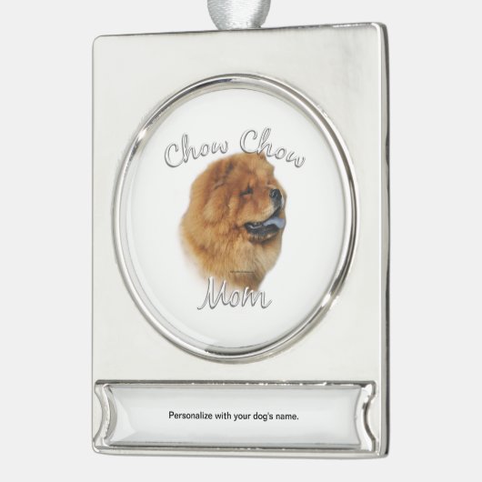 Chow Chow Mam Sleutelhanger Verzilverd Banner Ornament (Links)