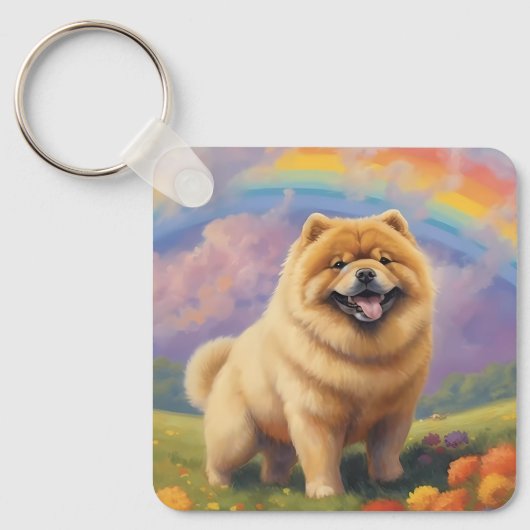 Chow Chow Memorial Custom Hondennaam Rainbow Bridg Sleutelhanger (Voorkant)