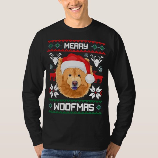 Chow Chow Merry Woofmas Kerstmis T-shirt (Voorkant)