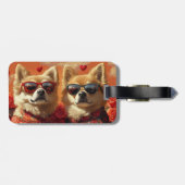 Chow Chow Met Hart Rozen Valentijnsdag  Bagagelabel (Achterkant horizontaal)