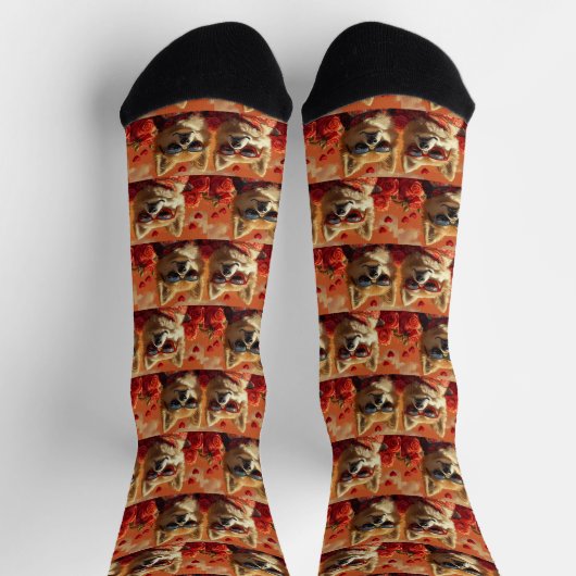 Chow Chow met hart Rozen Valentijnsdag Sokken (Top)