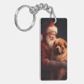 Chow Chow met kerstman Feestelijke Kerst  Sleutelhanger (Voorkant Links)