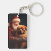 Chow Chow met kerstman Feestelijke Kerst  Sleutelhanger (achterkant)