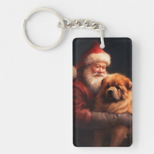 Chow Chow met kerstman Feestelijke Kerst  Sleutelhanger