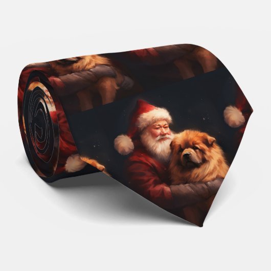 Chow Chow met Kerstman Feestelijke Kerstmis Stropdas (Opgerold)