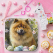 Chow Chow met Paaseieren Vakantie Papieren Bordje (Feest)