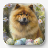 Chow Chow met Paaseieren Vakantie Papieren Bordje (Voorkant)