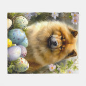 Chow Chow met Pasen Eieren Vakantie Fleece Deken (Voorkant (Horizontaal))
