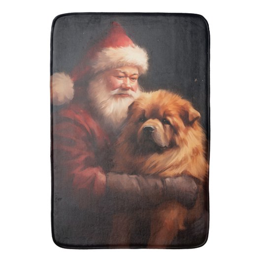 Chow Chow met Sinterklaas Feestelijke Kerstmis Badmat (Voorkant Verticaal)