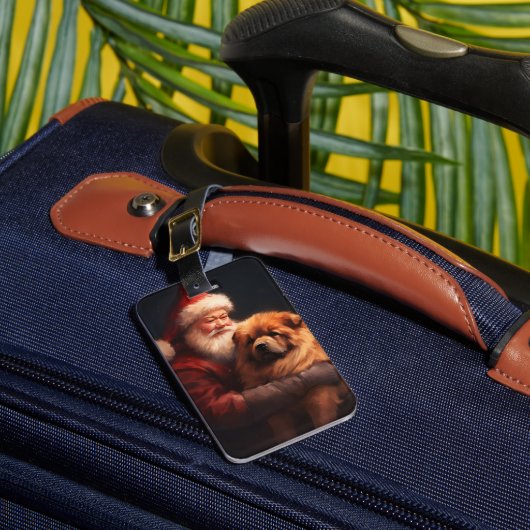 Chow Chow met Sinterklaas Feestelijke Kerstmis Bagagelabel (Voorkant Insitu 1)