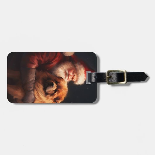 Chow Chow met Sinterklaas Feestelijke Kerstmis Bagagelabel (Voorkant horizontaal)