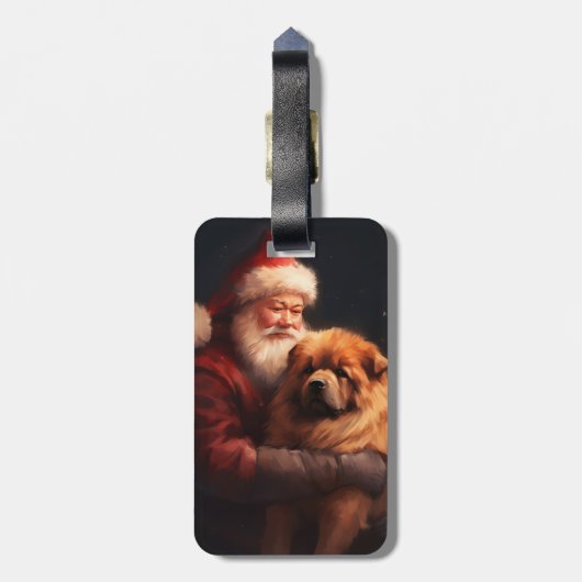 Chow Chow met Sinterklaas Feestelijke Kerstmis Bagagelabel (Achterkant verticaal)