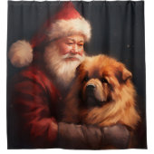 Chow Chow met Sinterklaas Feestelijke Kerstmis Douchegordijn (Voorkant)