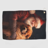Chow Chow met Sinterklaas Feestelijke Kerstmis Golfhanddoek (Horizontaal)