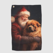 Chow Chow met Sinterklaas Feestelijke Kerstmis Golfhanddoek (Voorkant)
