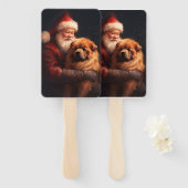 Chow Chow met Sinterklaas Feestelijke Kerstmis Handwaaier (Voorkant en achterkant)