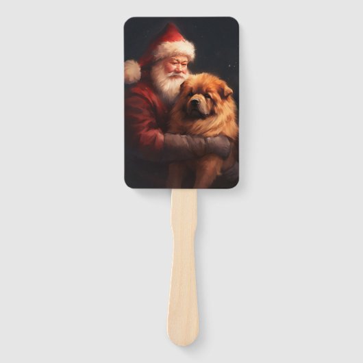 Chow Chow met Sinterklaas Feestelijke Kerstmis Handwaaier (Voorkant)