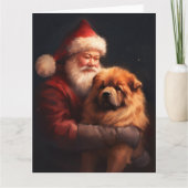 Chow Chow met Sinterklaas Feestelijke Kerstmis Kaart (Voorkant)