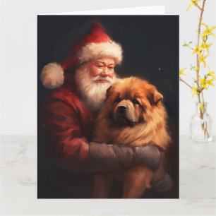 Chow Chow met Sinterklaas Feestelijke Kerstmis Kaart