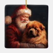 Chow Chow met Sinterklaas Feestelijke Kerstmis Keramisch Ornament (Achterkant)
