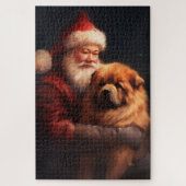 Chow Chow met Sinterklaas Feestelijke Kerstmis Legpuzzel (Verticaal)