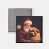 Chow Chow met Sinterklaas Feestelijke Kerstmis Magneet (Voorkant / Achterkant)