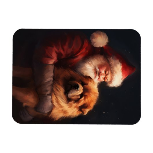 Chow Chow met Sinterklaas Feestelijke Kerstmis Magneet (Horizontaal)