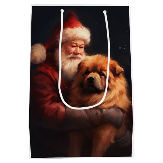 Chow Chow met Sinterklaas Feestelijke Kerstmis Medium Cadeauzakje (Achterkant)