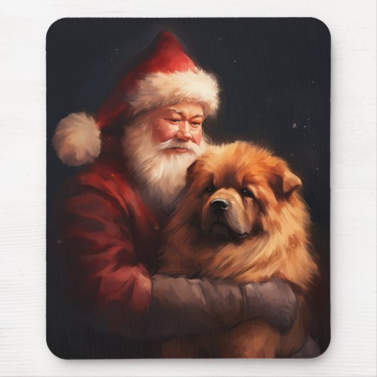 Chow Chow met Sinterklaas Feestelijke Kerstmis Muismat (Voorkant)