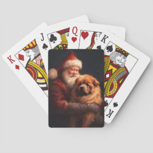 Chow Chow met Sinterklaas Feestelijke Kerstmis Pokerkaarten