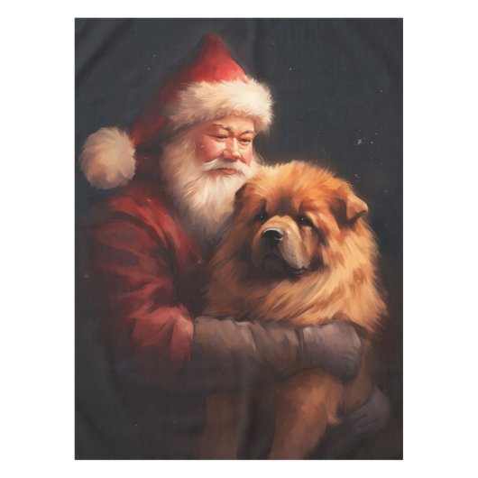 Chow Chow met Sinterklaas Feestelijke Kerstmis Tafelkleed (Voorkant)
