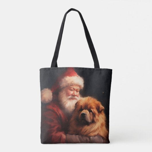 Chow Chow met Sinterklaas Feestelijke Kerstmis Tote Bag (Achterkant)