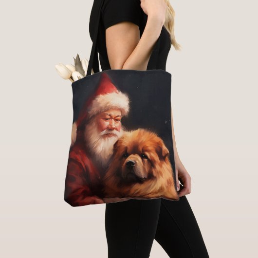 Chow Chow met Sinterklaas Feestelijke Kerstmis Tote Bag (Dichtbij)
