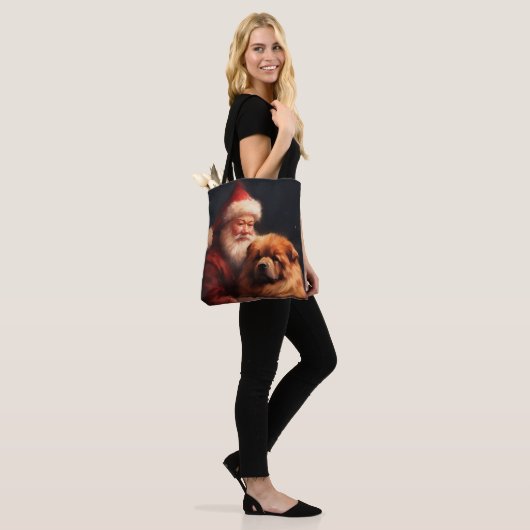 Chow Chow met Sinterklaas Feestelijke Kerstmis Tote Bag (Op model)