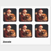 Chow Chow met Sinterklaas Feestelijke Kerstmis Vierkante Sticker (Vel)